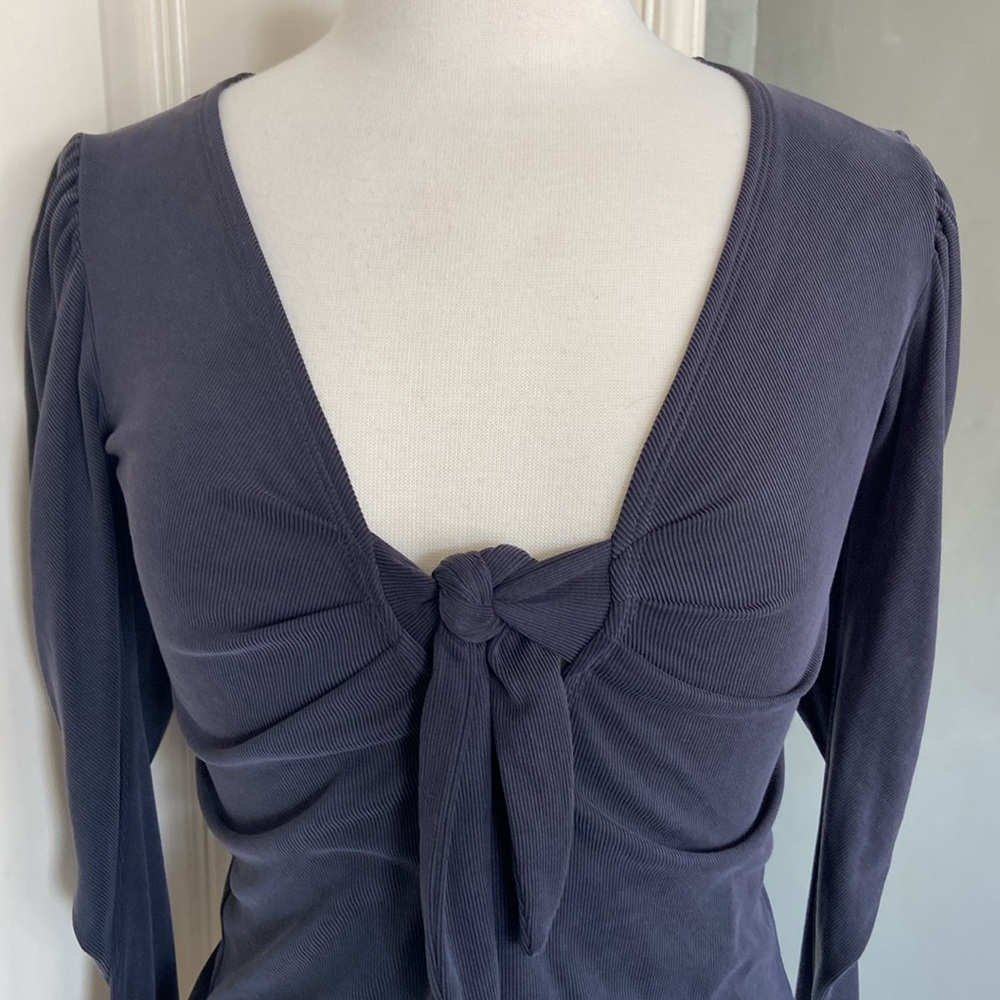Free People XS Charcoal Tie-Front Blouse